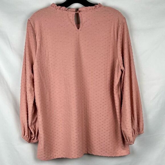Adrianna Papell Pink Textured Long Sleeve Keyhole Back Medium - Picture 3 of 10